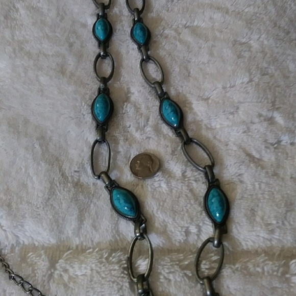 Nine West Gunmetal and Turquoise Belt/Necklace - Picture 6 of 8